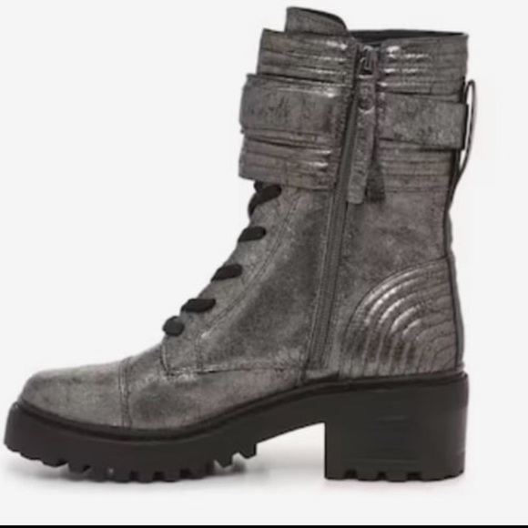 DKNY Womens Silver Basia Round Toe Block Heel Boots NWOT size 6M. - Picture 2 of 10